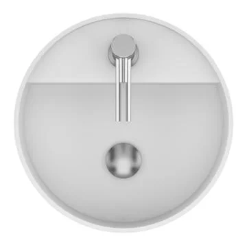 Top view of ceramic bathroom sink isolated on white background. 3d illustrati Stock Illustration