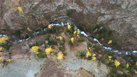 Top view of a chasing stormy river in autumn Stock Footage