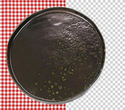 Top view checkered tablecloth and plate on transparent background png file Stock Photos
