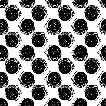 Top view cheeseburger pattern seamless vector Illustrazione stock