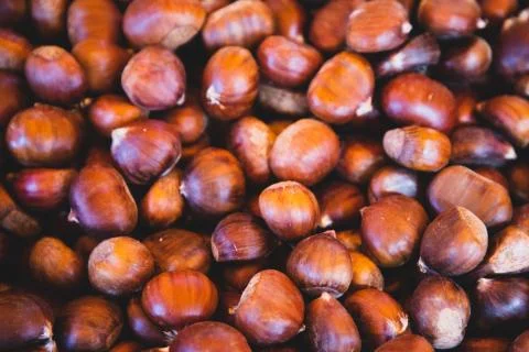 Top view of chestnuts Stock Photos
