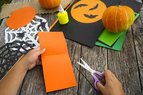 Top view of a child starting a step by step DIY process for creating a Hall.. Stock Photos