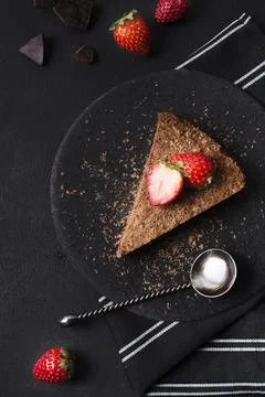 Top view chocolate cake ready be served. High quality and resolution beautiful Stock Photos
