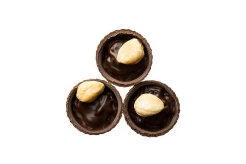 Top view Chocolate candy isolated on white background with clipping path and  Stock Photos