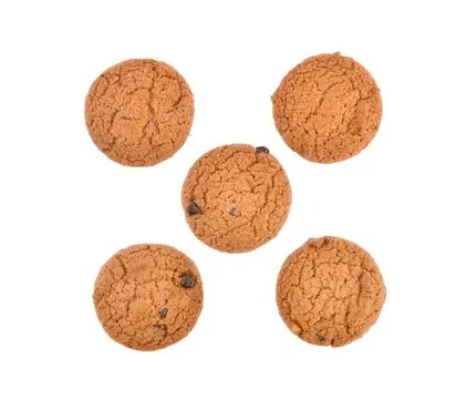 Top view of Chocolate chip cookie isolated on white background Stock Photos