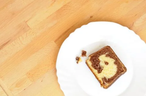Top view of chocolate marbled slice of cake Stock Photos