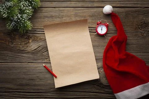 Top view christmas note with mock up. High quality and resolution beautiful Stock Photos