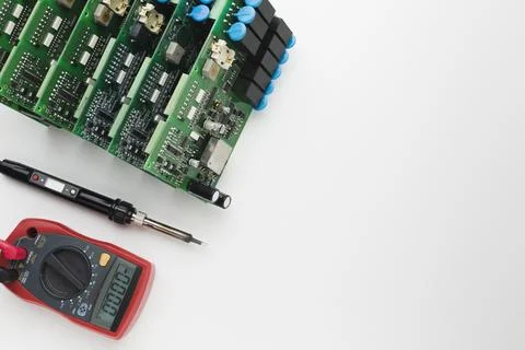 Top view circuit boards with Stock Photos