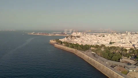 TOP VIEW OF CITY OF CADIZ Stock Footage 137510506
