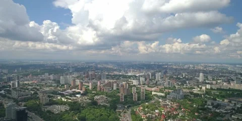 Top of view to city with cloudscape Stock Footage 274211117