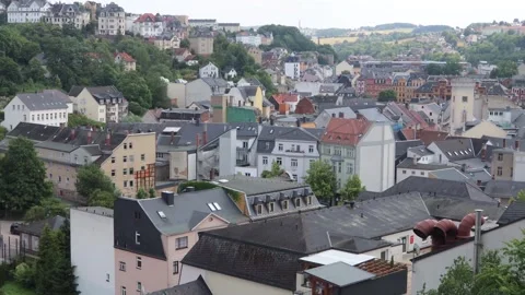 Top view of the city of Greiz in Thuringia 스톡 동영상 247001285