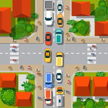 Top view of the city Illustrazione stock