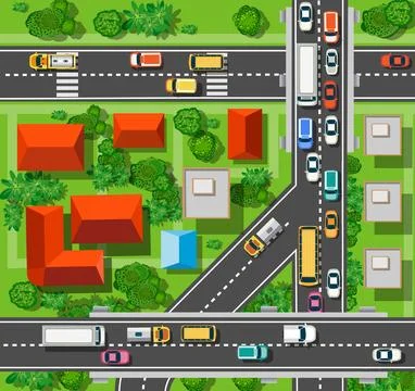Top view of the city Stock Illustration