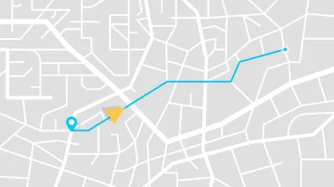 Top View City Map Interface with GPS Navigation Stock Illustration