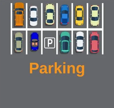 Top view of a city parking 스톡 일러스트