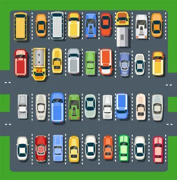 Top view of a city parking 库存插图