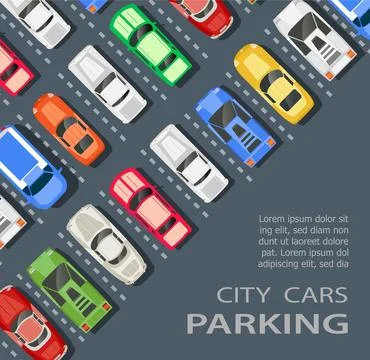 Top view of a city parking 库存插图
