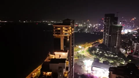 Top View of Cityscape in Nighttime Stock Footage 292107654
