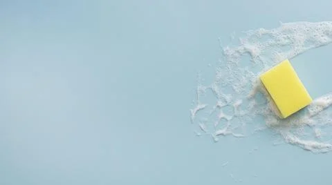 Top view cleaning sponge with copy space. High quality and resolution beautiful Stock Photos