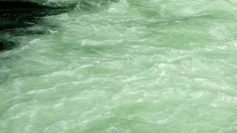 Top view of clear river flow waves Video stock 320057083