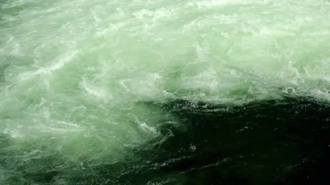 Top view of clear river flow waves Video stock 320057095
