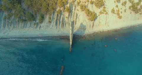 Top view of a cliff in the sea Stock Footage 94498752