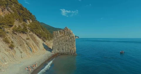 Top view of a cliff in the sea Stock Footage 94498759