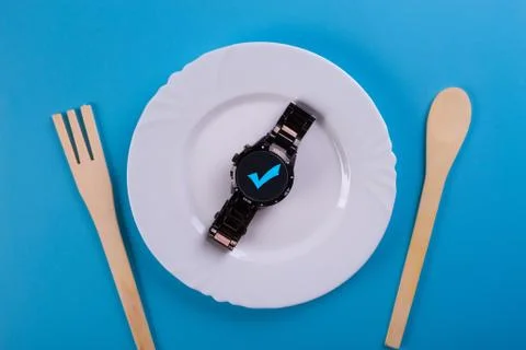 Top view clock in a dish Stock Photos