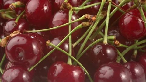 Top view. Close-Up Background of Rotating Cherries Stock Footage 337561022