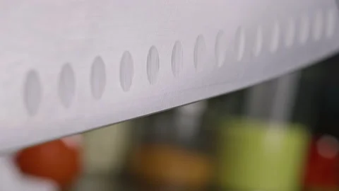 Top view close-up of cutting carrots into parts. A knife cuts a carrot Stock Footage 222635956
