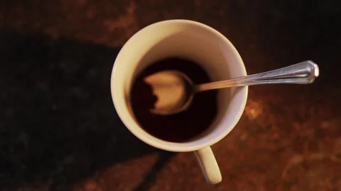 Top-View Close-Up of Preparing Instant Coffee Stockbeeldmateriaal 338185893