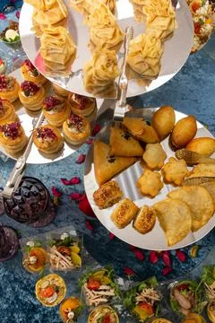 Top view of a close-up snack on a buffet table Foto stock