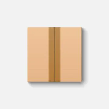 Top view closed cardboard box mockup isolated on white background Stock Illustration