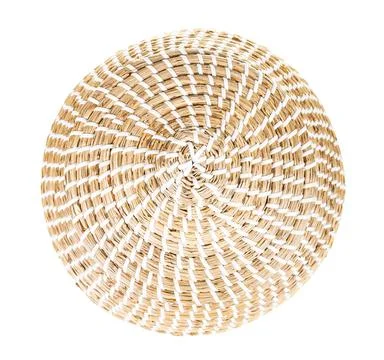 Top view of closed moroccan wicker basket isolated Stock Photos