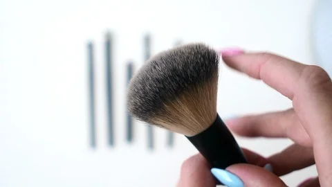 Top view closeup of various professional female cosmetics brushes for makeup . Stock Footage 111588333
