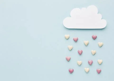 Top view cloud with valentines day hearts. High quality and resolution beautiful Stock Photos