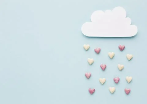 Top view cloud with valentines day hearts. High quality and resolution beau.. Stock Photos