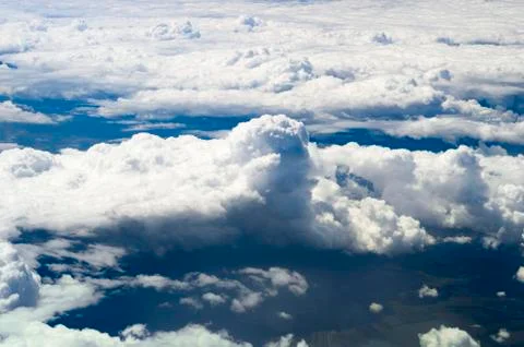 The top view on clouds from an airplane window Stock Photos