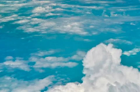 The top view on clouds from an airplane window Stock Photos