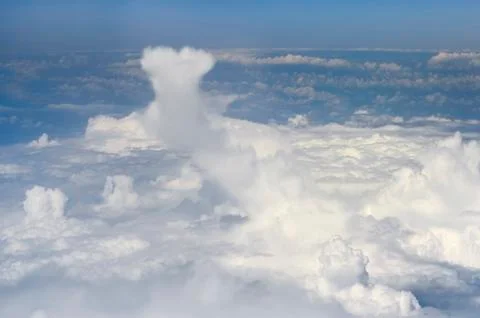 The top view on clouds from an airplane window Stock Photos