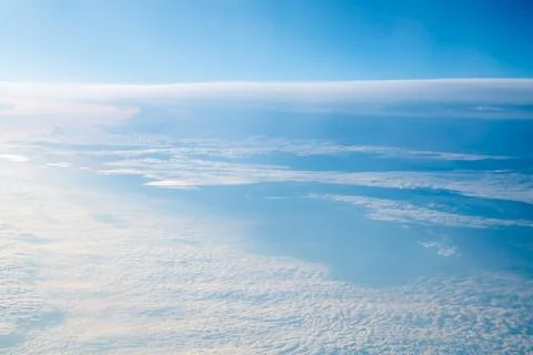 Top view of clouds, view from airplane, natural white background Stock Photos