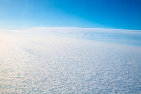 Top view of clouds, view from airplane, natural white background Stock Photos