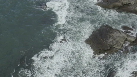 Top view of the coast with waves in Yamagata. Stock Footage 201259400