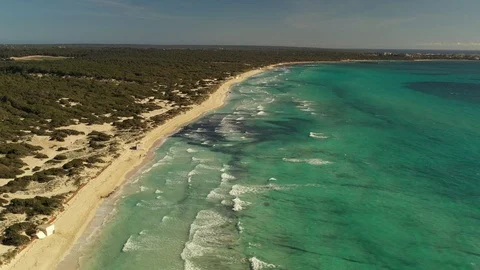 Top view of the coastline and bays of the island of Majorca Spain Stock Footage 125978424