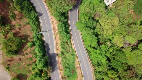 Top view of coastline with birch water and Road Stock Footage 162027154