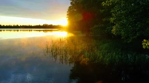 Top view of the coastline river landscape sunrise Stock Footage 300620974