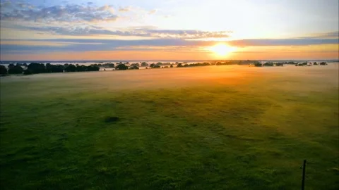 Top view of the coastline river landscape sunrise Stock Footage 300739701