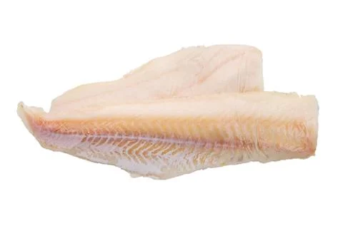 Top view of cod fillet isolated on white background Foto stock