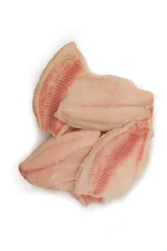 Top view of cod fillet isolated on white background. Healthy food concept. Stock Photos