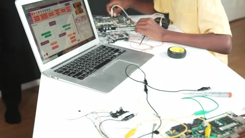 Top view of code displayed on screen while fixing on mother board. Edification Stock Footage 275197188